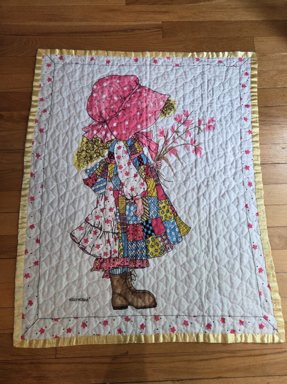 Vintage Holly Hobbie Patchwork Blanket With Gingham Backing